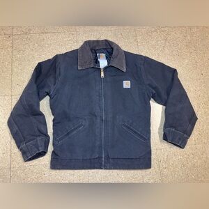 RARE VTG Carhartt Kids Detroit Jacket Black Quilt Lined Y20 Sz 12 EUC